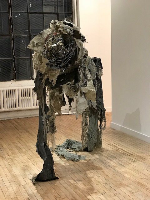 Kelin Perry, Coelacanth, 2017, wire and found plastic, 25x79in
