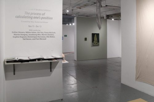 The process of calculating one’s position, 2019 (Installation view with works by Jiin You, Martin Vongrej Tavi Meraud and Niklas Asker). Photo courtesy: NARS Foundation