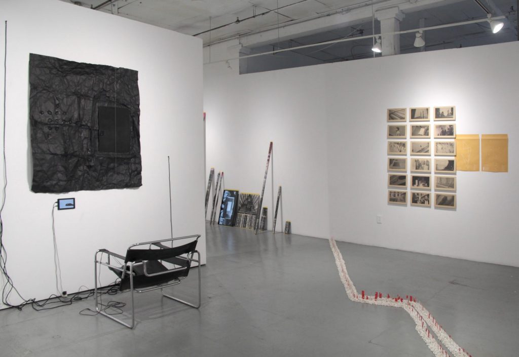 The process of calculating one’s position, 2019 (Installation view with works by Joonhong Min, Fiona McGurk, Dominique Duroseau and Esther Hovers). Photo courtesy: NARS Foundation