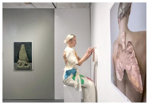The process of calculating one’s position, 2019 (Installation view with works by Niklas Asker and Sophie Dupont). Photo courtesy: NARS Foundation