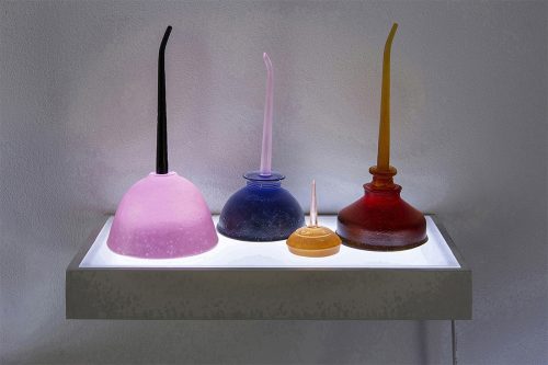 A picture containing indoor, red, table, object Description automatically generated