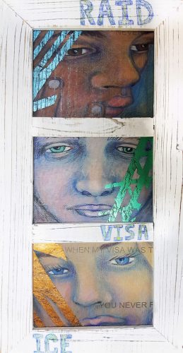 I Am Hiding From ICE 24_ x 12.5_ by robin holder 2019 colored pencil, foil stamping, wood, archival inkjet print.jpg