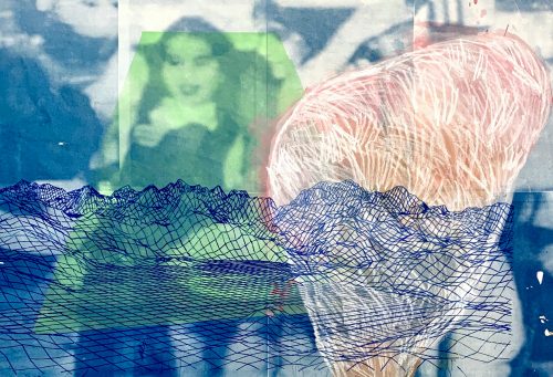 A picture containing water, sitting, holding, person Description automatically generated