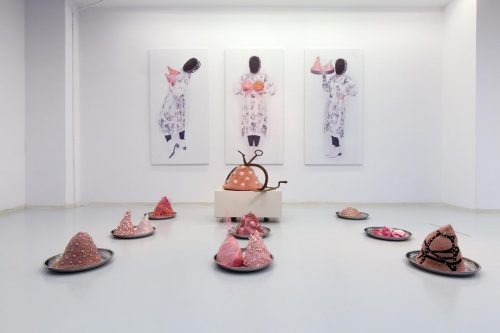 A picture containing wall, indoor, pink, furniture Description automatically generated