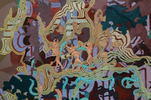 A picture containing text, decorated, graffiti, colorful Description automatically generated