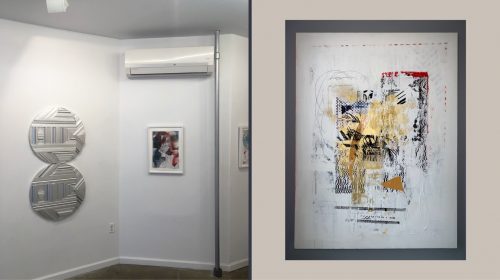 A framed piece of art on a wall Description automatically generated with low confidence