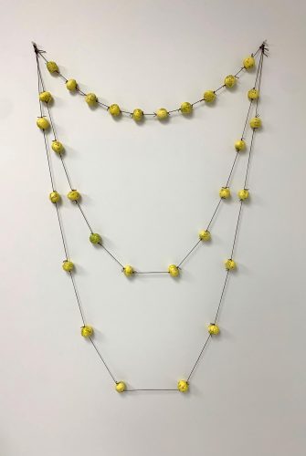 A picture containing accessory, yellow, bow, decorated Description automatically generated