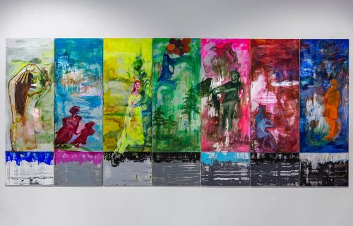 A picture containing text, scene, gallery, room Description automatically generated