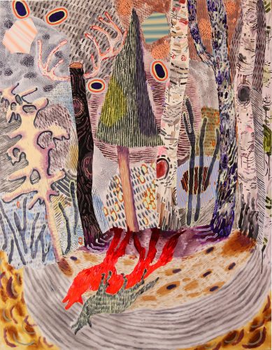 C:\Users\mdani\Pictures\All PAINTINGS\Mindy February 2023 SHADOW WEAVING\Edited Mindy Feb 2023\Sister and Brother Coyotes, 2022, oil on canvas, 180 X 140 cm (70.87X55.12inch) Melanie Daniel SM.jpg