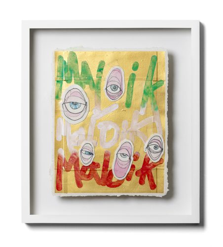 A gold paper with eyes and a white frame Description automatically generated with medium confidence