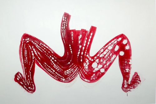 A red and white drawing of a body Description automatically generated