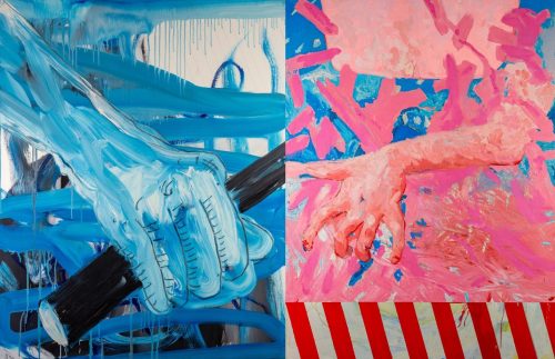 A close-up of a painting Description automatically generated