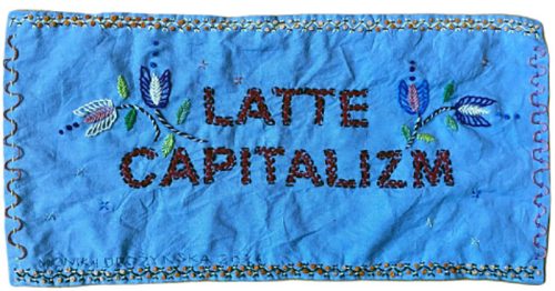 A blue sign with text on it Description automatically generated