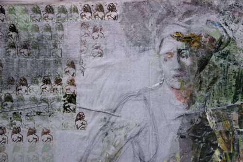 A close-up of a painting Description automatically generated