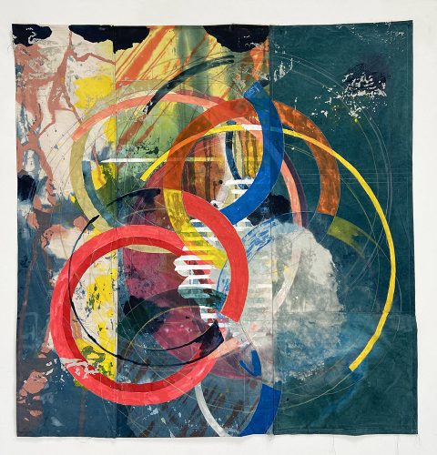 A painting of circles and rings Description automatically generated