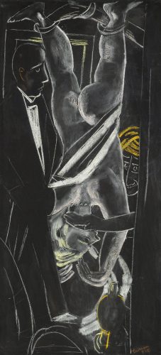 A drawing of a person in a suit Description automatically generated