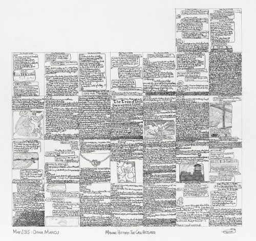 A collage of many black and white text Description automatically generated