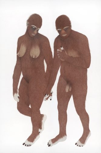 A couple of people in furry clothing Description automatically generated