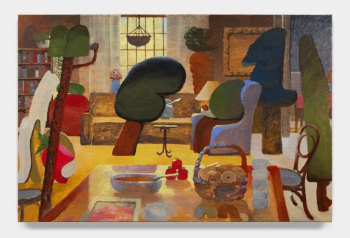 A painting of a living room Description automatically generated