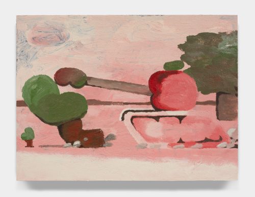 A painting of a tree and a couple of apples Description automatically generated