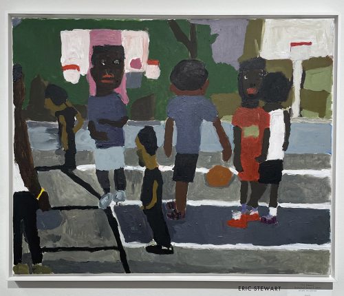 A painting of people standing on a street AI-generated content may be incorrect.