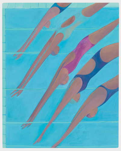 A group of swimmers swimming AI-generated content may be incorrect.