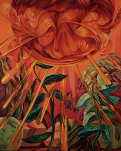 Rachel MacFarlane, Tongues of Fire, 2025, oil on canvas, 60 x 48 inches (photo courtesy of Hollis Taggart Downtown)