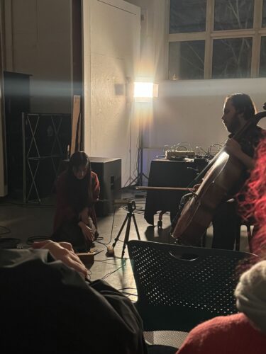 EndGrain performance setup, Huichun Yang and Jake Sokolov-Gonzalez