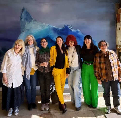 Barbara Friedman, Daisy Craddock, Elisabeth Condon, Brenda Zlamany, Karen Marston, Trine Bumiller, and Gill Ord at the opening of Seven Women Chase Icebergs, The Re Institute