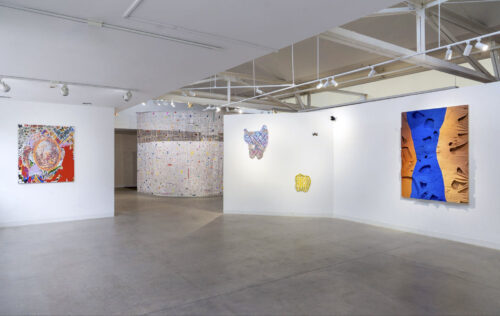 Installation view, Cutaway, On view through September 24, 2026. Left to right: Kirstin Lamb, Eleanor Anderson, J Stoner Blackwell, Hai-Wen Lin, Lucy Kim, Kniznick Gallery, Women’s Studies Research Center, Brandeis University, Elizabeth Ellenwood Photography