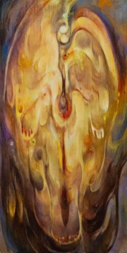 Tianshu Zhang, Where We Recognize Each Other No.1, 2026. Oil on Canvas, 36 x 72 inches ©Tianshu Zhang, courtesy of Fou Gallery