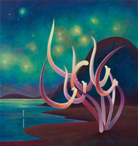 Tao Xian, In the Silent Stars, 2025. Oil on Canvas, 39.3 x 37.4 inches ©Tao Xian, courtesy of Fou Gallery