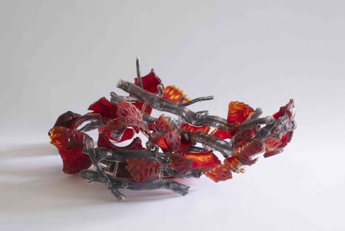 Nancy Cohen and Anna Boothe Breach, 9 x 27 x 15 inches, Glass, 2026. Third View. 9 x 27 x 15 inches. Photo credit of Edward Fausty