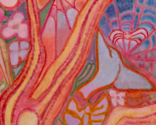 Laurie Nye, A Few Less Flowers Under the Moon, 2026 (detail), oil on linen, 37 x 33 in. (94 x 83.8 cm), Courtesy of the artist and Uffner & Liu, New York