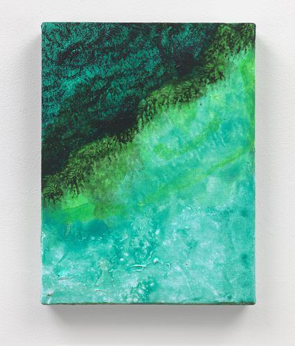 Mary Hielmann, Mecox, 2026, Acrylic and ink on canvas, 14” x 18”, photo courtesy of Marc Straus Gallery