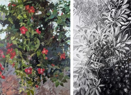 Anna Shukeylo, Pandemonium 22 (Left),Tatyana Kazakova, Rustle in the Wind, (Right).